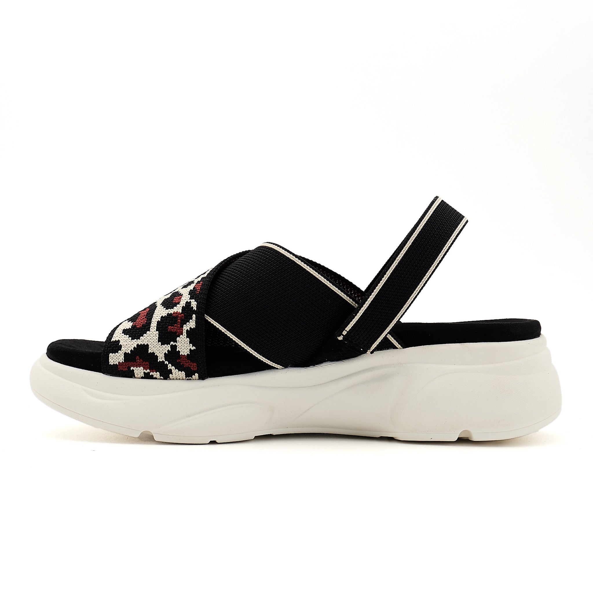 COCO MELA Animal Pattern Woven Sporty Sandals - Comfortable Lightweight Platform Slides for Women