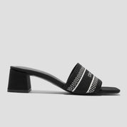 COCO MELA The Modern Knitted Block Heel Slide | Chic Square Toe Mid-Heel Mule