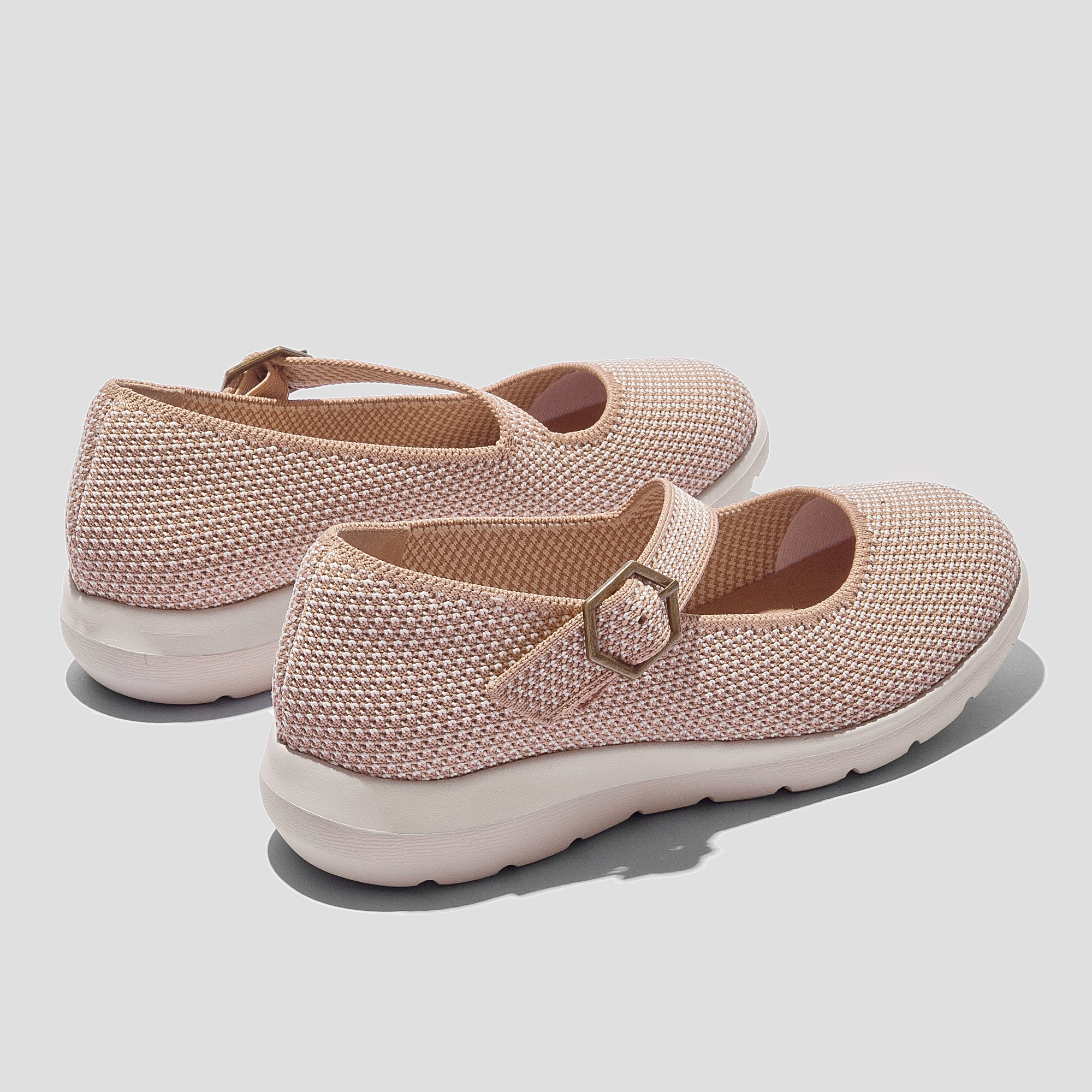 COCO MELA Blush Pink Woven Flat Shoes - Comfortable Lightweight Slip-On Sneakers with Buckle