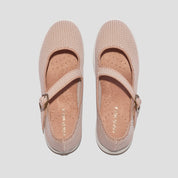 COCO MELA Blush Pink Woven Flat Shoes - Comfortable Lightweight Slip-On Sneakers with Buckle