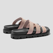 COCO MELA Nude Pink Knit H-Strap Slides - Comfortable Black Platform Flat