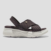 COCO MELA Stylish Brown Woven Slides - Trendy White Sole Platform Sandals for Women