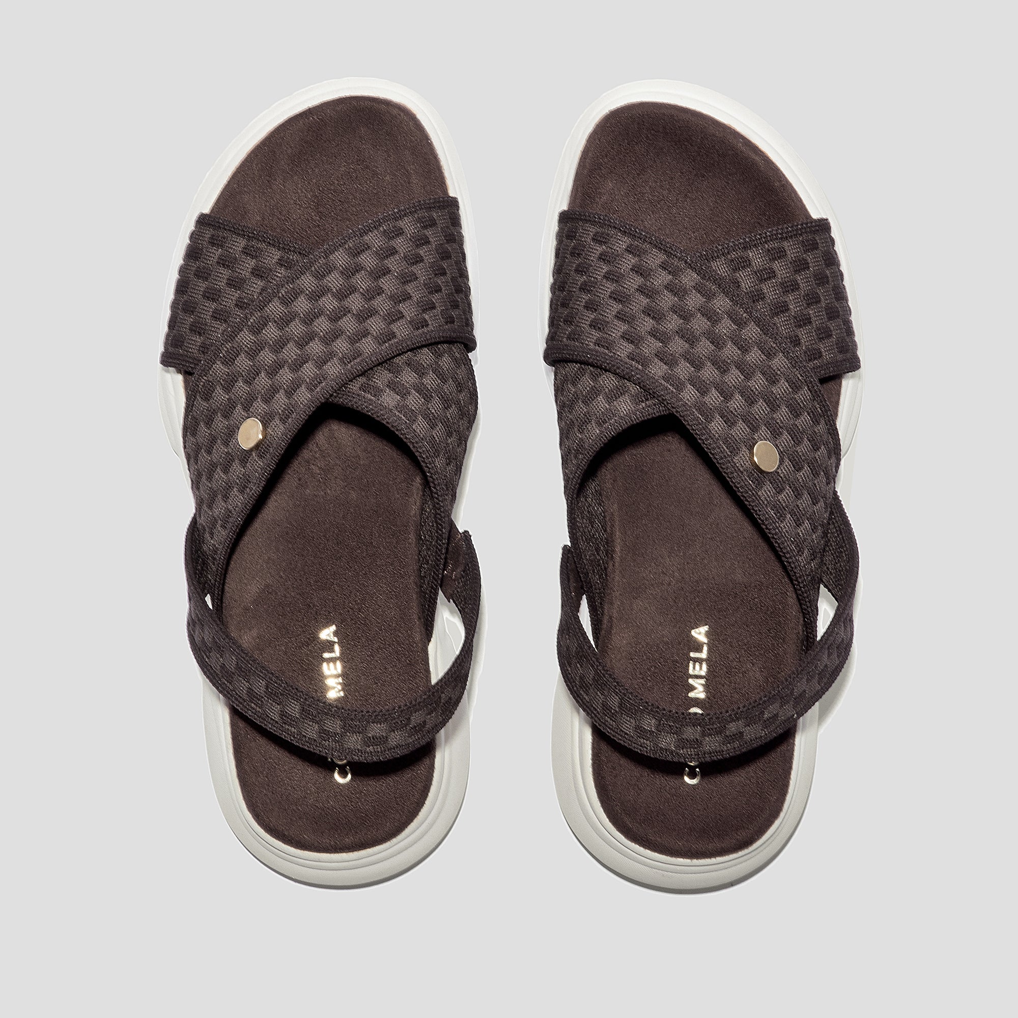 COCO MELA Stylish Brown Woven Slides - Trendy White Sole Platform Sandals for Women