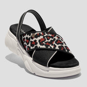 COCO MELA Animal Pattern Woven Sporty Sandals - Comfortable Lightweight Platform Slides for Women