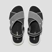 COCO MELA Black and White Knit Slingback Sandals - Criss-Cross Chunky Platform Slides for Women
