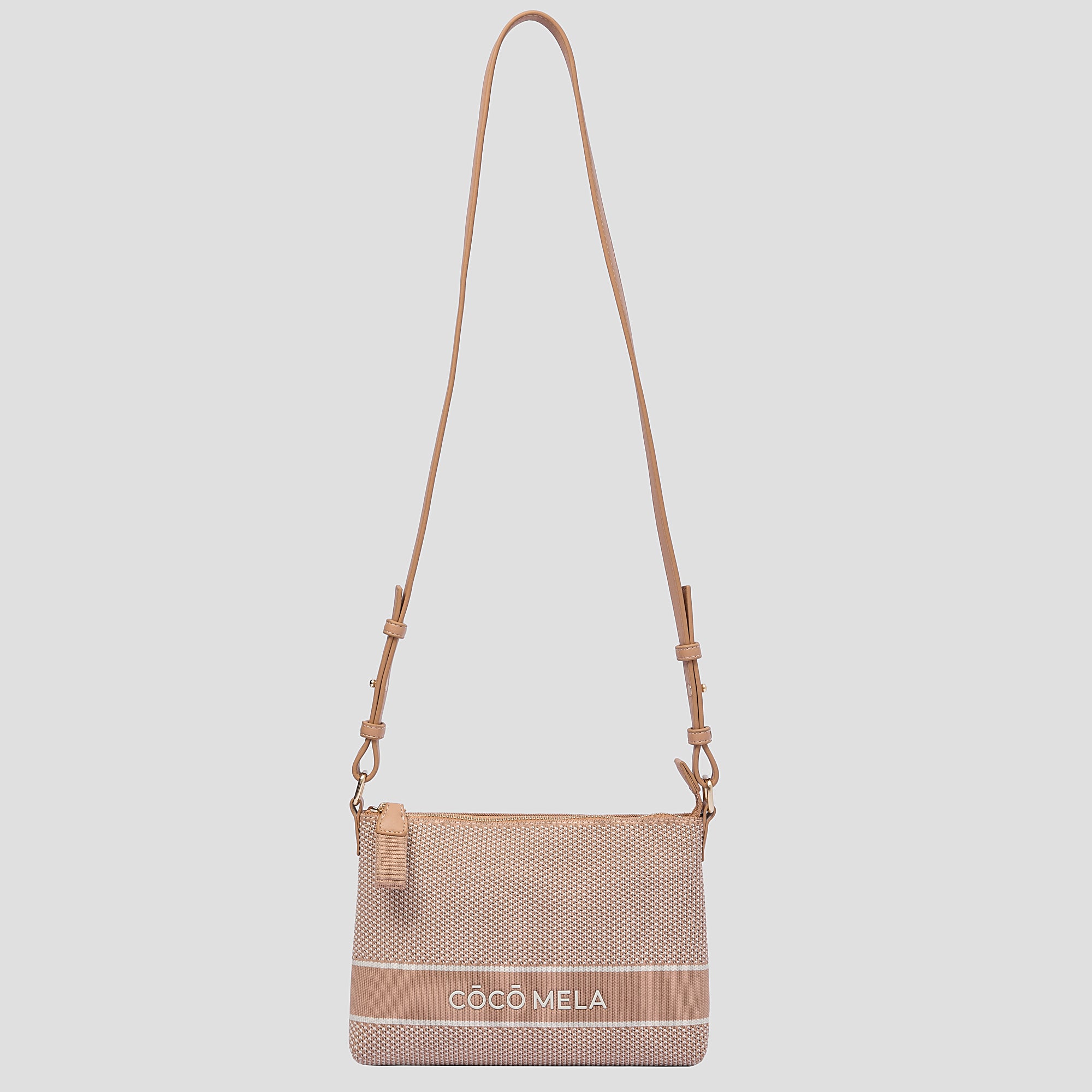 CŌCŌ MELA Women's Woven Knit Shoulder Bag Lightweight Neutral