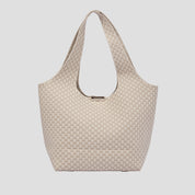 CŌCŌ MELA Oatmeal Cream Basket-Weave Tote | Minimalist Knit Hobo Purse