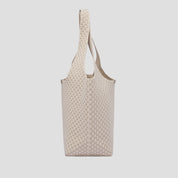 CŌCŌ MELA Oatmeal Cream Basket-Weave Tote | Minimalist Knit Hobo Purse