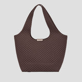 CŌCŌ MELA Dark Espresso Checkered Knit Bag | Large Capacity Slouchy Hobo Tote