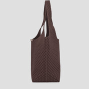 CŌCŌ MELA Dark Espresso Checkered Knit Bag | Large Capacity Slouchy Hobo Tote
