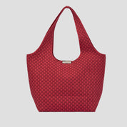 CŌCŌ MELA Crimson Red Woven Hobo Bag | Textured Knit Slouchy Shoulder Tote