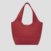 CŌCŌ MELA Crimson Red Woven Hobo Bag | Textured Knit Slouchy Shoulder Tote