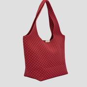 CŌCŌ MELA Crimson Red Woven Hobo Bag | Textured Knit Slouchy Shoulder Tote