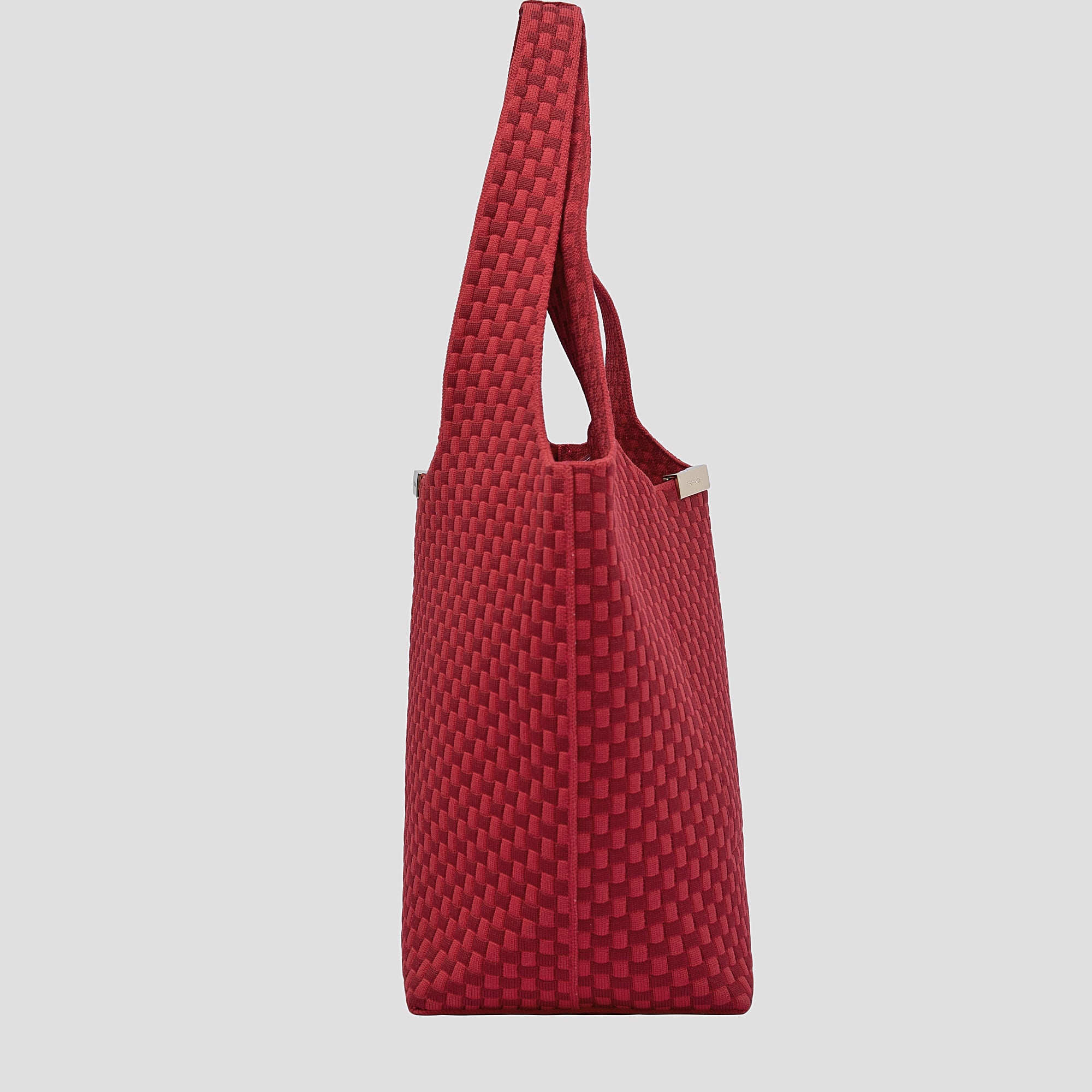 CŌCŌ MELA Crimson Red Woven Hobo Bag | Textured Knit Slouchy Shoulder Tote