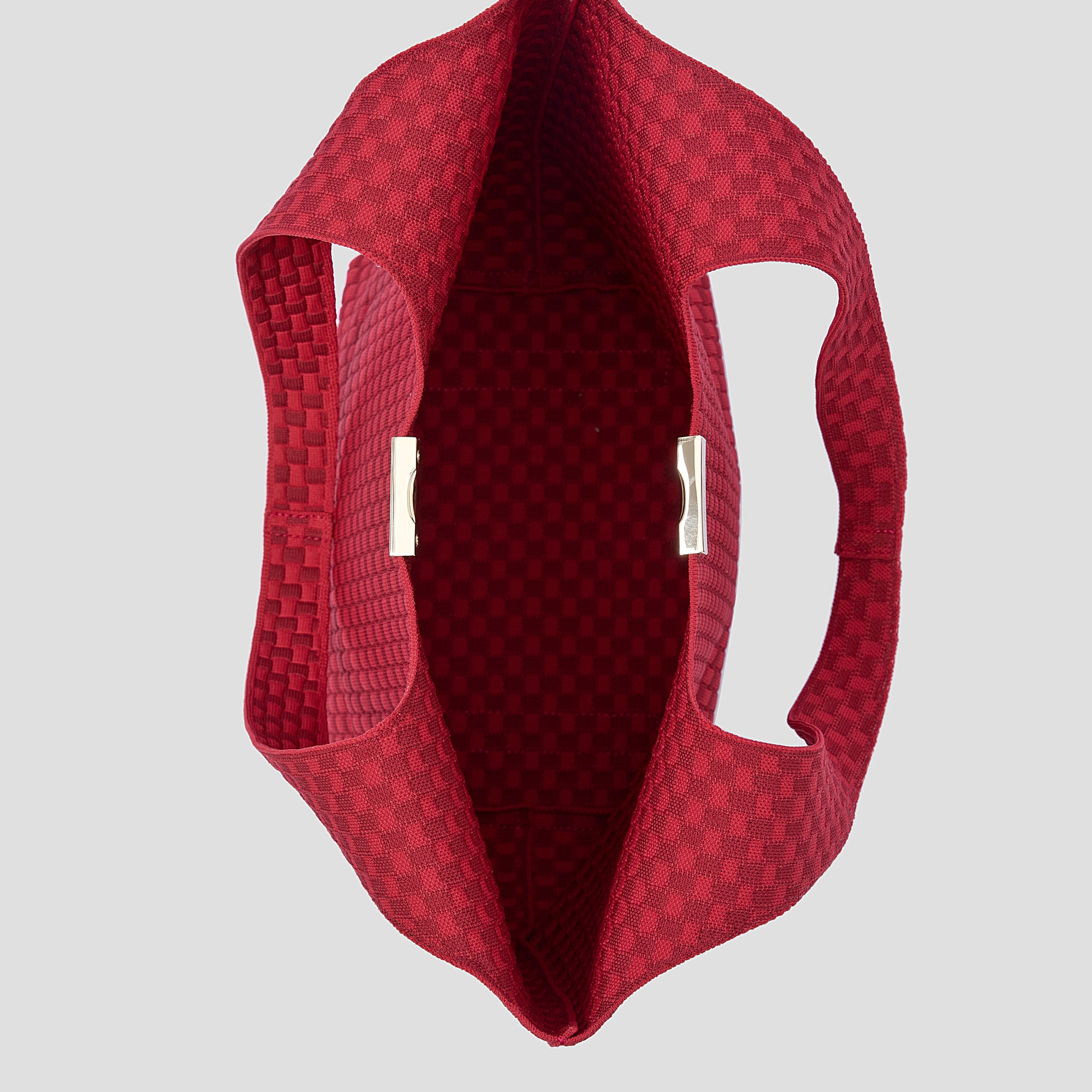 CŌCŌ MELA Crimson Red Woven Hobo Bag | Textured Knit Slouchy Shoulder Tote