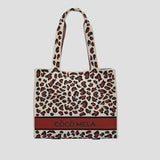 CŌCŌ MELA "Wild Side" Red Leopard Tote | Chic Urban Knit Shopper
