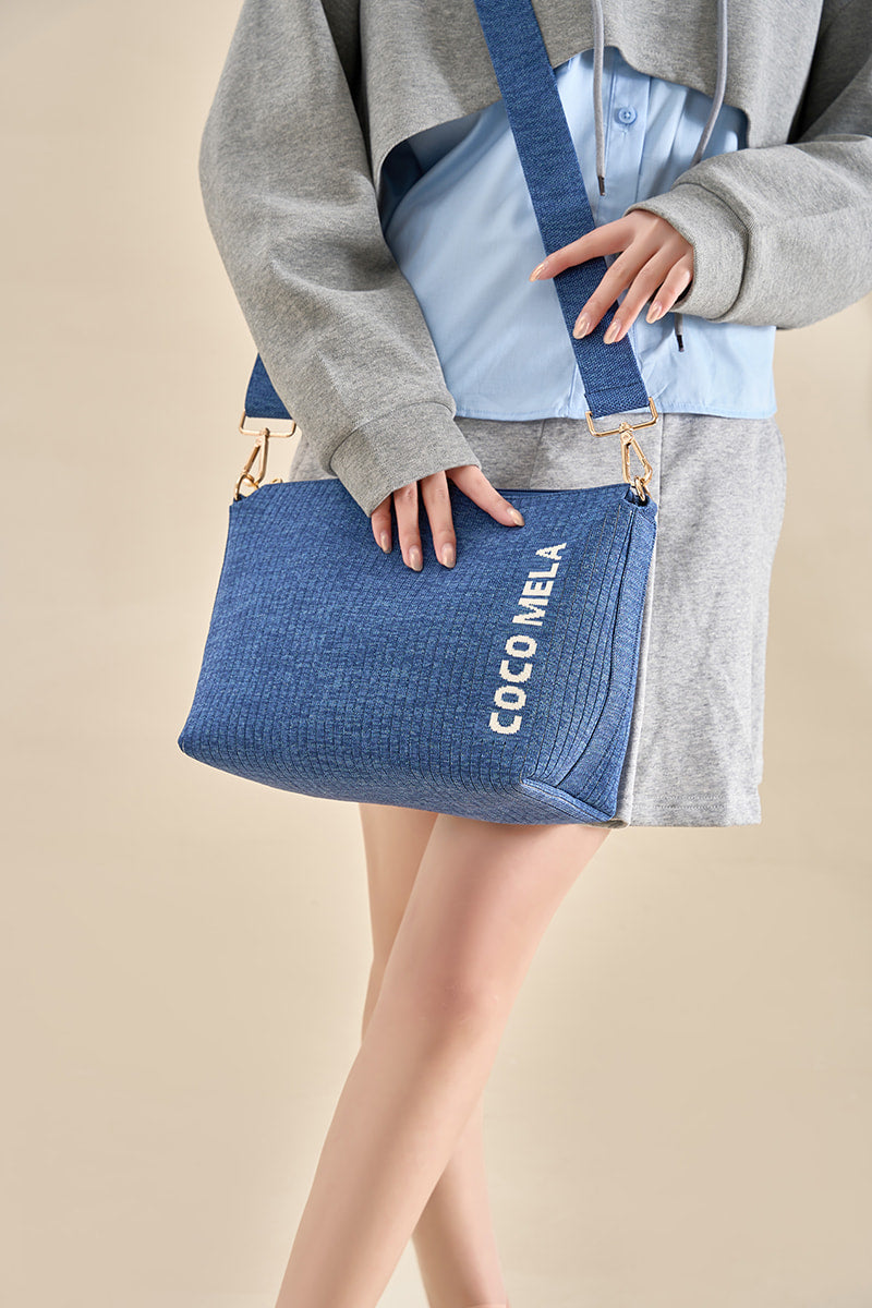 The Casual Crossbody Zipper Tote Blue