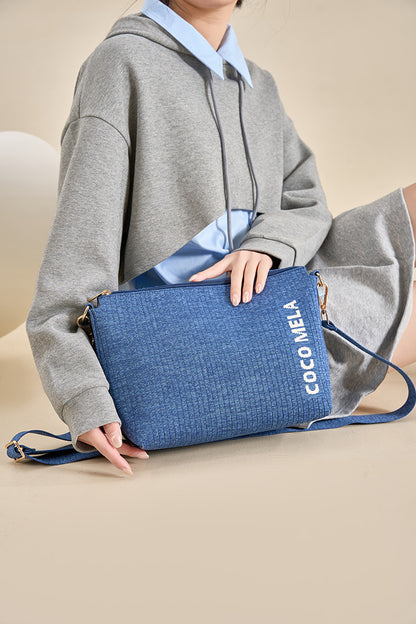 The Casual Crossbody Zipper Tote Blue