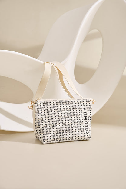 The Casual Crossbody Zipper Tote White with Black