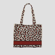 CŌCŌ MELA "Wild Side" Red Leopard Tote | Chic Urban Knit Shopper